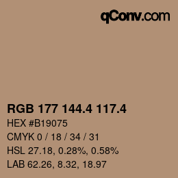 カラーコード: RGB 177 144.4 117.4 | qconv.com