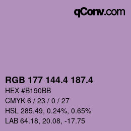 カラーコード: RGB 177 144.4 187.4 | qconv.com
