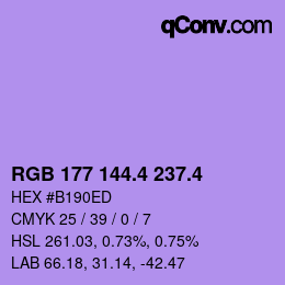 カラーコード: RGB 177 144.4 237.4 | qconv.com