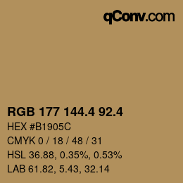 カラーコード: RGB 177 144.4 92.4 | qconv.com