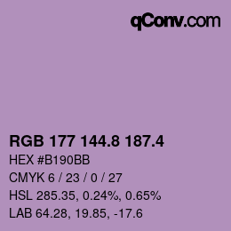 カラーコード: RGB 177 144.8 187.4 | qconv.com
