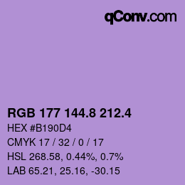 カラーコード: RGB 177 144.8 212.4 | qconv.com