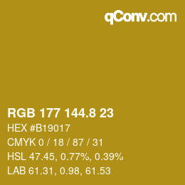 カラーコード: RGB 177 144.8 23 | qconv.com
