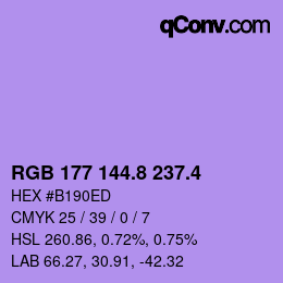カラーコード: RGB 177 144.8 237.4 | qconv.com