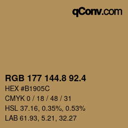 カラーコード: RGB 177 144.8 92.4 | qconv.com