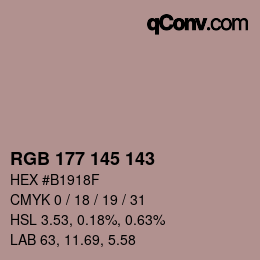 Color code: RGB 177 145 143 | qconv.com