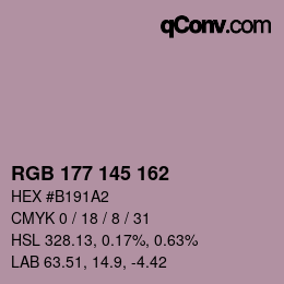 Color code: RGB 177 145 162 | qconv.com