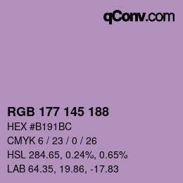 Color code: RGB 177 145 188 | qconv.com