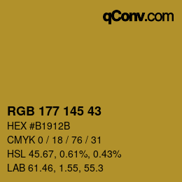 颜色代码: RGB 177 145 43 | qconv.com