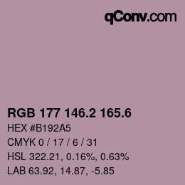カラーコード: RGB 177 146.2 165.6 | qconv.com