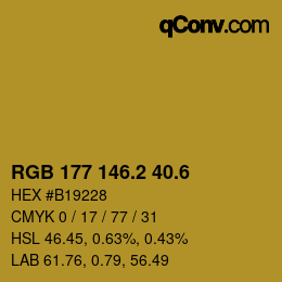 カラーコード: RGB 177 146.2 40.6 | qconv.com