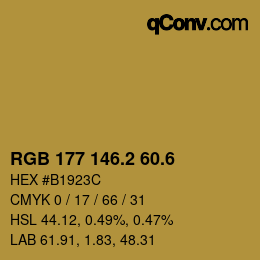 カラーコード: RGB 177 146.2 60.6 | qconv.com