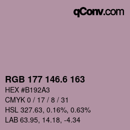 カラーコード: RGB 177 146.6 163 | qconv.com