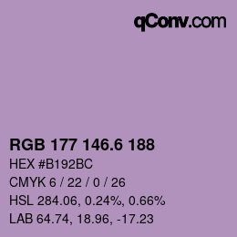 カラーコード: RGB 177 146.6 188 | qconv.com