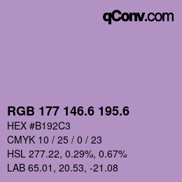 カラーコード: RGB 177 146.6 195.6 | qconv.com
