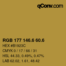 カラーコード: RGB 177 146.6 60.6 | qconv.com