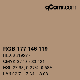 Color code: RGB 177 146 119 | qconv.com
