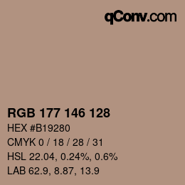 Farbcode: RGB 177 146 128 | qconv.com