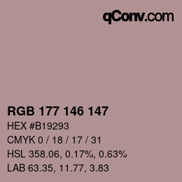 Color code: RGB 177 146 147 | qconv.com