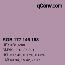 Color code: RGB 177 146 168 | qconv.com