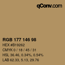 颜色代码: RGB 177 146 98 | qconv.com