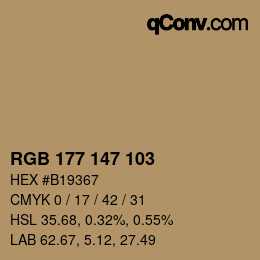 カラーコード: RGB 177 147 103 | qconv.com