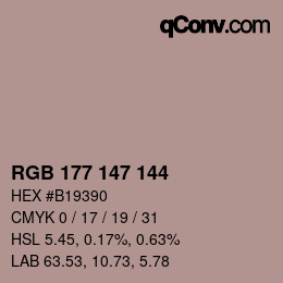 Color code: RGB 177 147 144 | qconv.com
