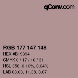 Color code: RGB 177 147 148 | qconv.com