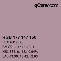 Color code: RGB 177 147 160 | qconv.com