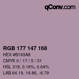 Color code: RGB 177 147 168 | qconv.com