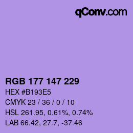 Color code: RGB 177 147 229 | qconv.com