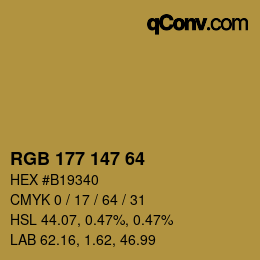 カラーコード: RGB 177 147 64 | qconv.com