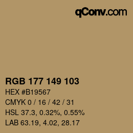 颜色代码: RGB 177 149 103 | qconv.com