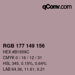颜色代码: RGB 177 149 156 | qconv.com