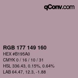 Color code: RGB 177 149 160 | qconv.com