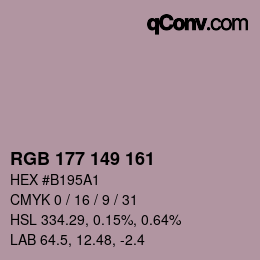 Código de color: RGB 177 149 161 | qconv.com