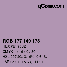 颜色代码: RGB 177 149 178 | qconv.com