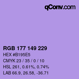 カラーコード: RGB 177 149 229 | qconv.com