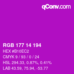 Color code: RGB 177 14 194 | qconv.com