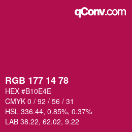 Color code: RGB 177 14 78 | qconv.com