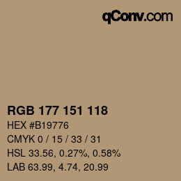 Color code: RGB 177 151 118 | qconv.com