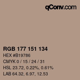 Color code: RGB 177 151 134 | qconv.com