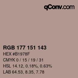 Color code: RGB 177 151 143 | qconv.com
