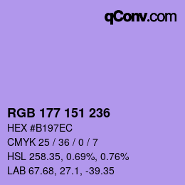 Color code: RGB 177 151 236 | qconv.com