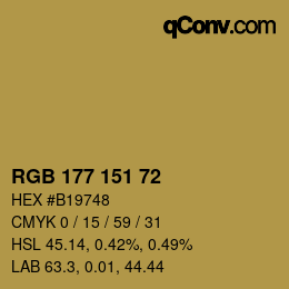 Color code: RGB 177 151 72 | qconv.com