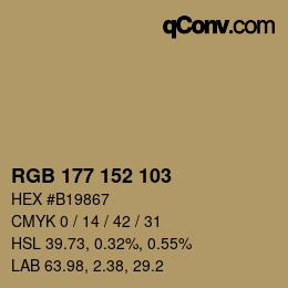 カラーコード: RGB 177 152 103 | qconv.com