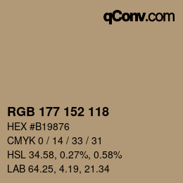 カラーコード: RGB 177 152 118 | qconv.com