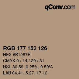 颜色代码: RGB 177 152 126 | qconv.com