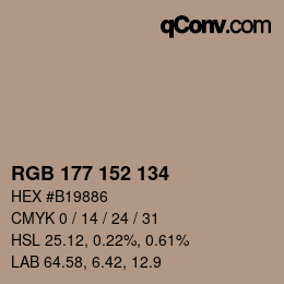 カラーコード: RGB 177 152 134 | qconv.com