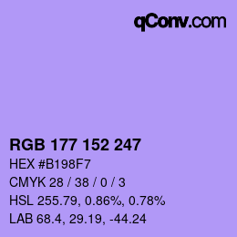 カラーコード: RGB 177 152 247 | qconv.com